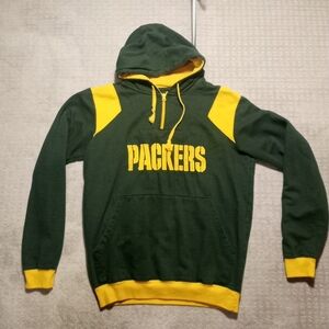 NFL Green Bay Packers 1/4 Zip Hoodie Mens Size MT Green Medium Tall Embroidered